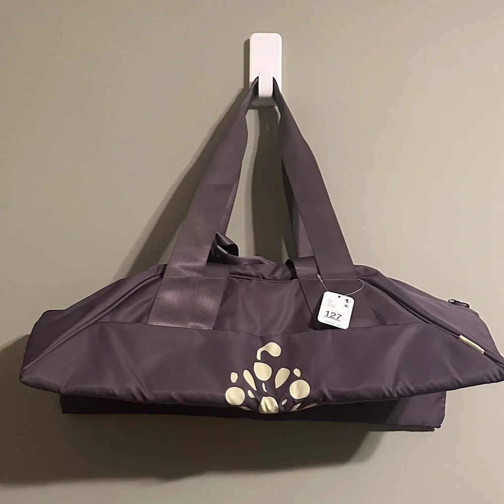 Women's Purple Duffel Bag with Floral Accent - Picture 3 of 7